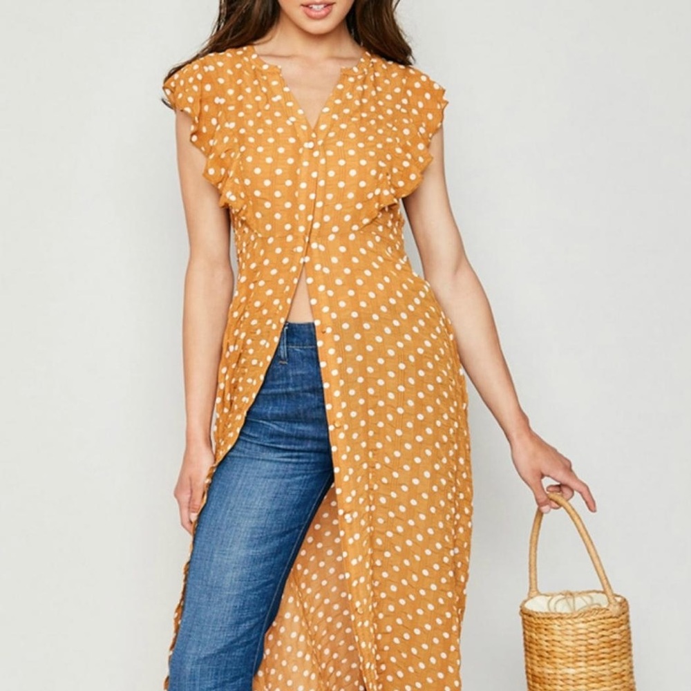 Polka Dot Ruffle Maxi Dress